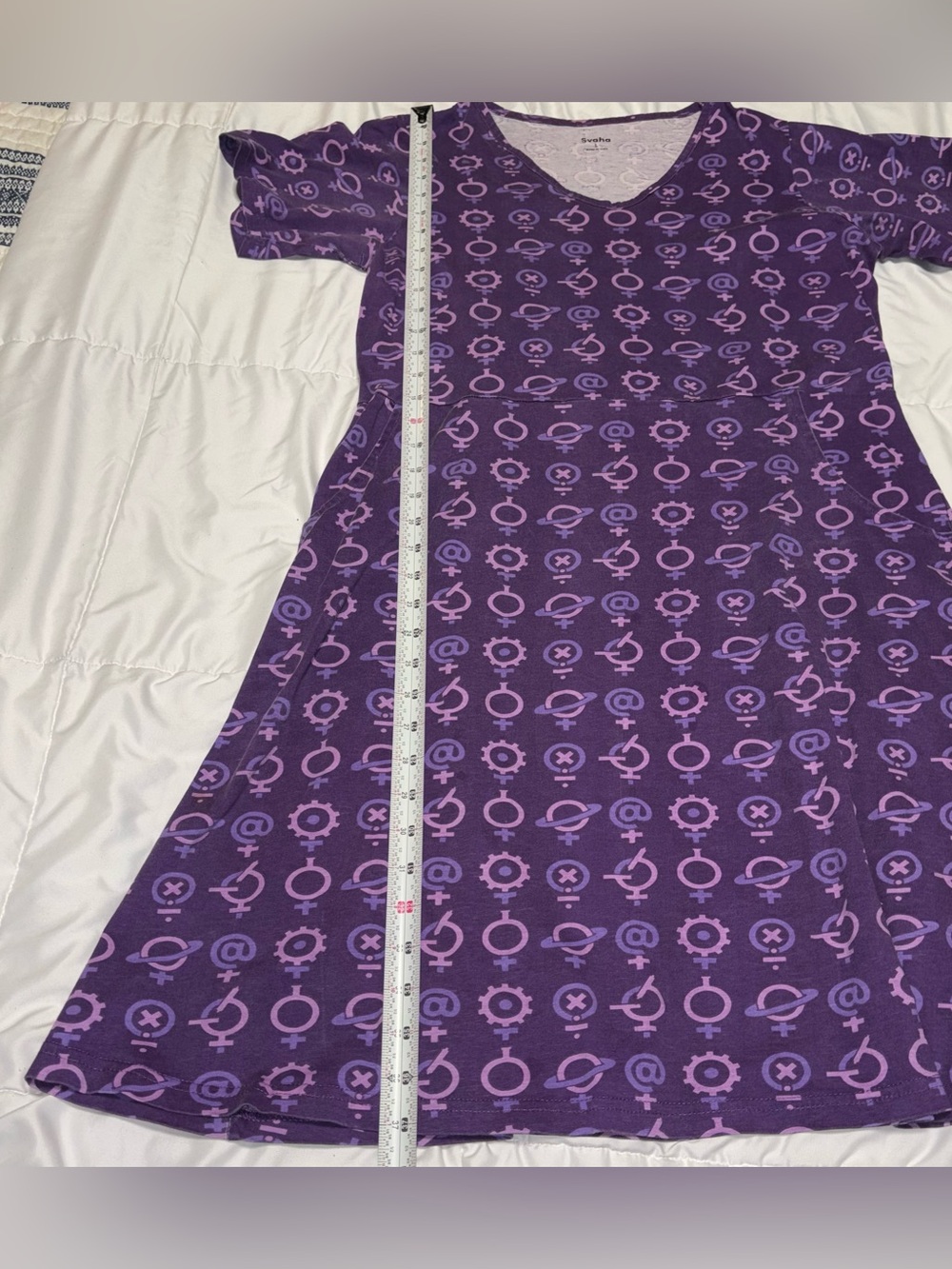 Svaha Womens Large Science Symbols Dress Purple Lavender - Picture 4 of 6